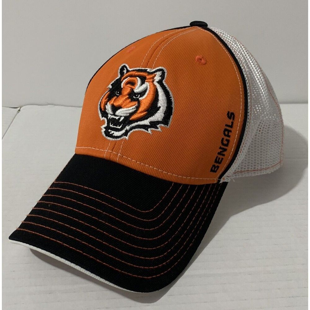 NFL Team Apparel Cincinnati Bengals Snapback Hat Black Orange White Mesh